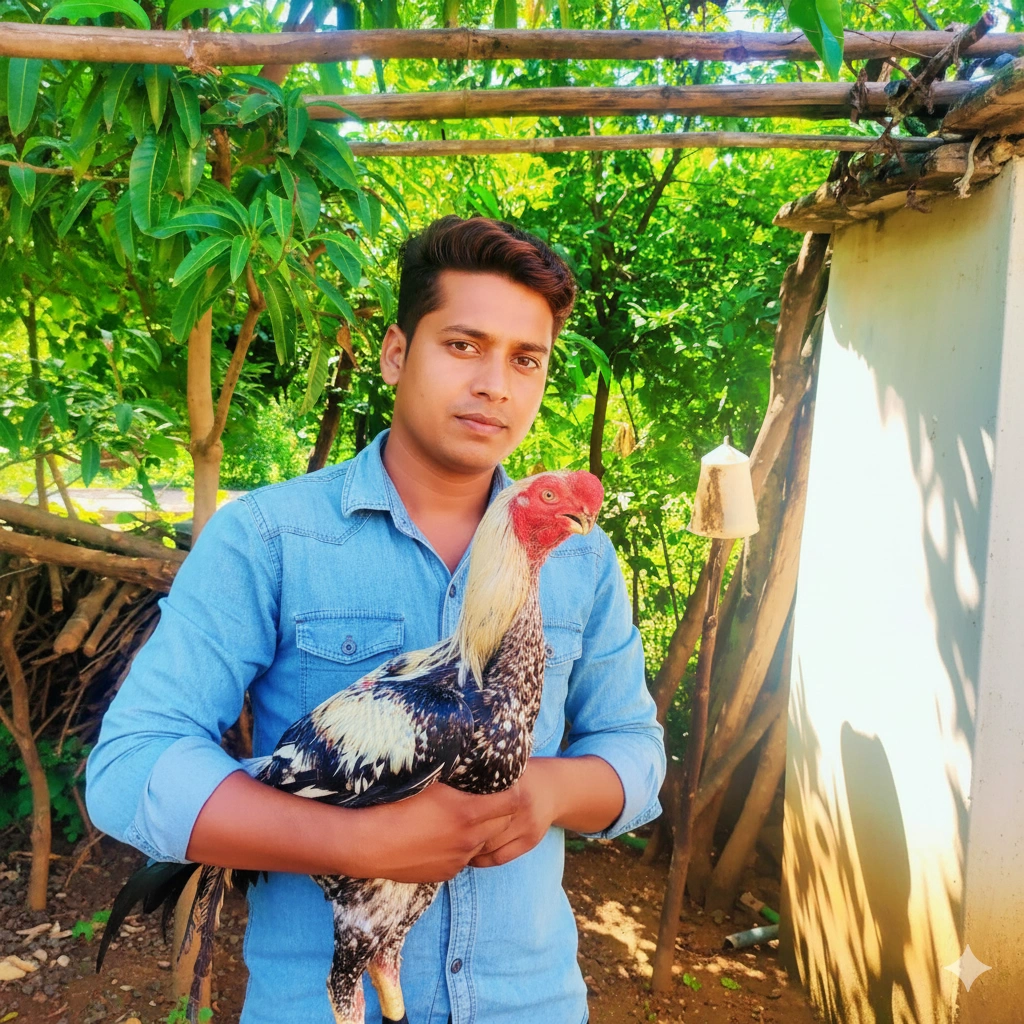 Farmer with Chickens